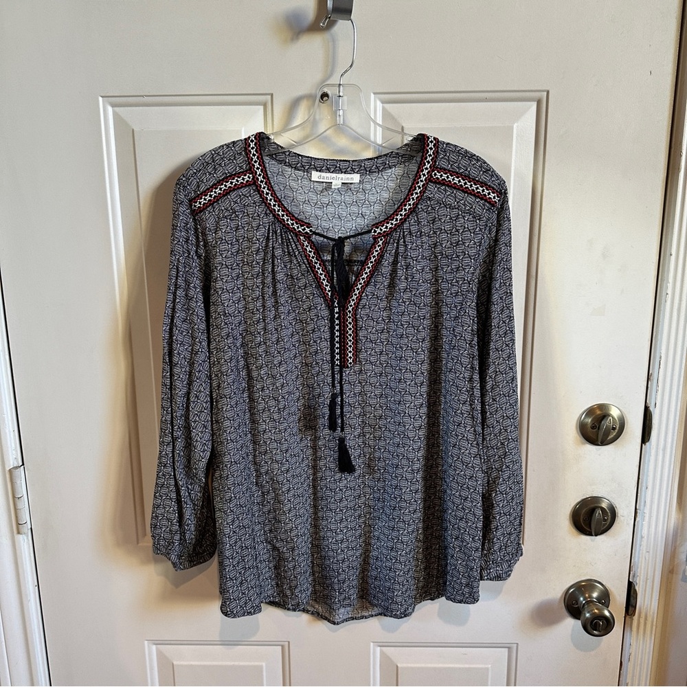 Black Patterned Boho Top | NWOT
